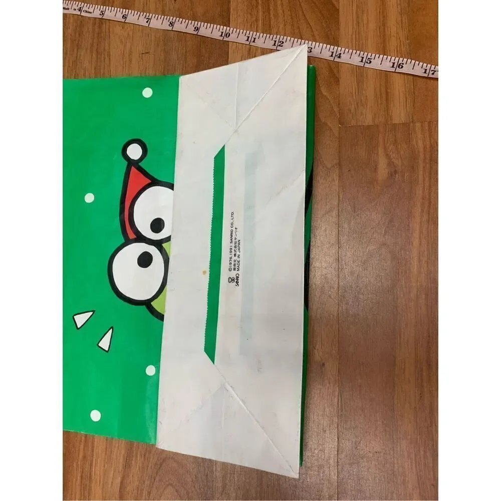 Vintage 1991 Sanrio Holiday Frog Seasons Greetings Paper Bag Green